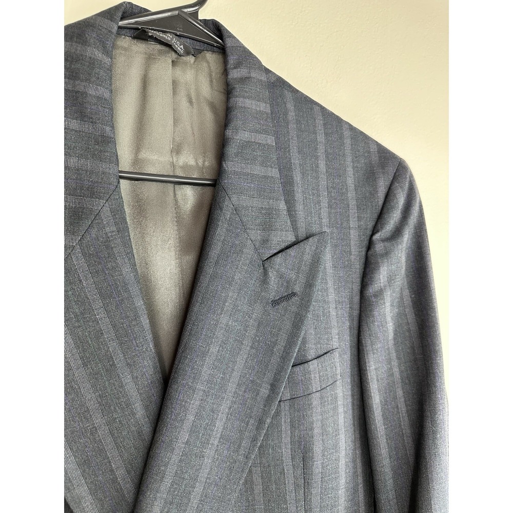 VTG 80s Alexander Julian SIZE 12 Pinstripe Navy Double Breasted 100% Wool USA - Picture 6 of 16